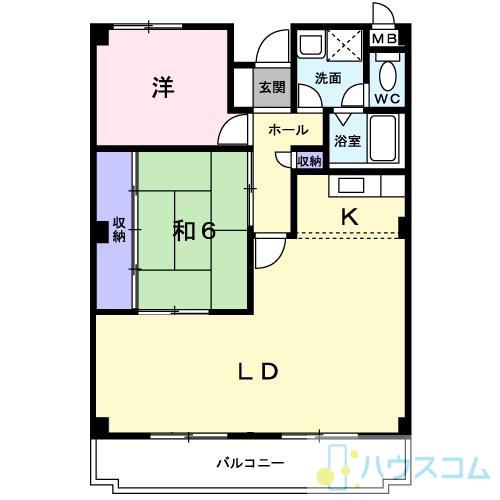 エスポワール茨木(2LDK/2階)の間取り写真