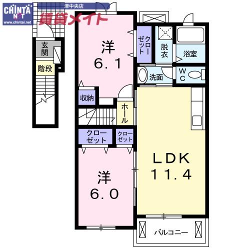 プルミエール(2LDK/2階)の間取り写真