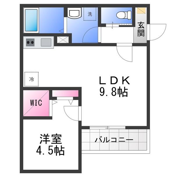 ジーメゾン泉佐野ルシエール(1LDK/3階)の間取り写真