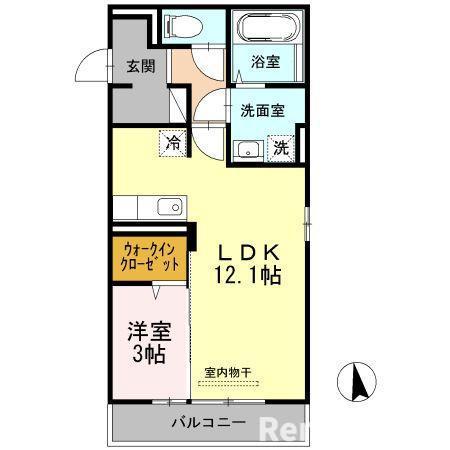 サニープレイス鶴崎(1LDK/3階)の間取り写真