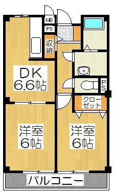 レジデンス21(2DK/2階)の間取り写真