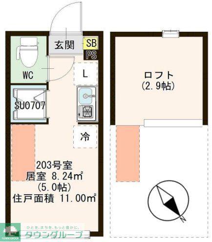 CASA DE SENJU(ワンルーム/2階)の間取り写真