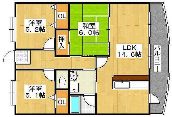 サングレース和泉(3LDK/7階)の間取り写真