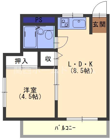 隆生ハイツ(1LDK/3階)の間取り写真