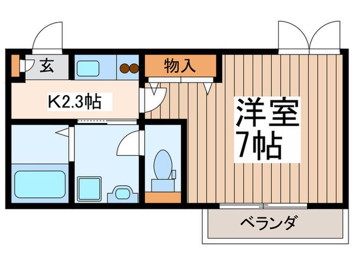 アルブル(1K/2階)の間取り写真