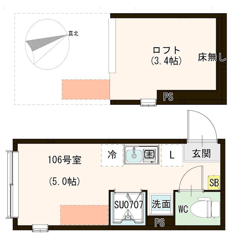 レオトピア北千住(ワンルーム/1階)の間取り写真