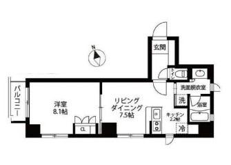 ROPPONGI SEVEN(1LDK/8階)の間取り写真