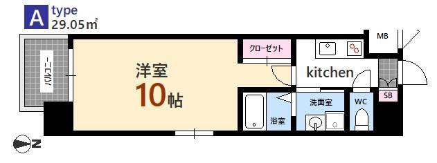 Lグランデ 大手町(1K/11階)の間取り写真