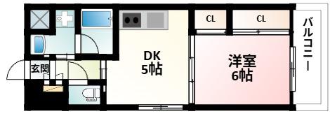 EBYU SHINOSAKA(1DK/4階)の間取り写真