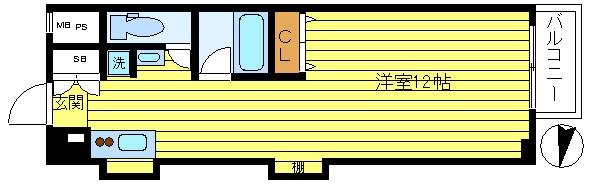S-1083(ワンルーム/2階)の間取り写真