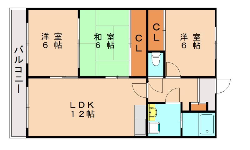 グリーンハイツ若宮(3LDK/2階)の間取り写真