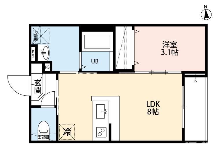 クロワッサン六町(1LDK/2階)の間取り写真