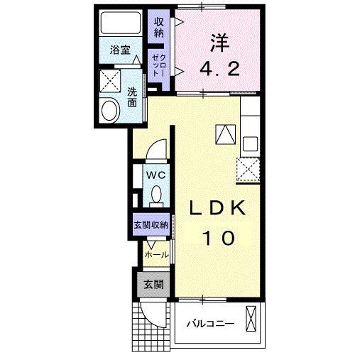 ルーベル春日C(1LDK/1階)の間取り写真