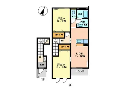 ラビエール(2LDK/2階)の間取り写真