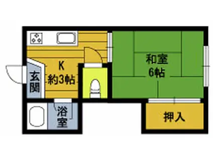 新春日ハイツ(1K/2階)の間取り写真