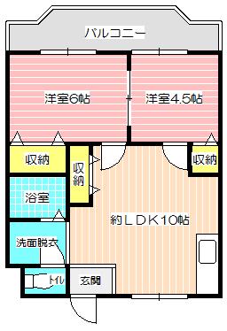 城南マンション(2LDK/3階)の間取り写真