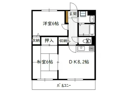 サングリーン藤沢(2DK/3階)の間取り写真