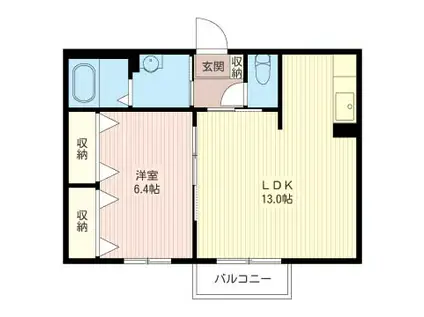 メゾンアサカ A(1LDK/1階)の間取り写真