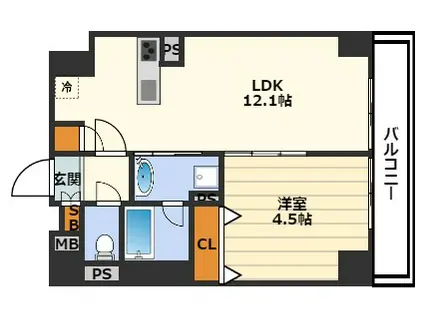 AROME梅田(1LDK/9階)の間取り写真