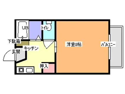 ロッキー(1K/1階)の間取り写真