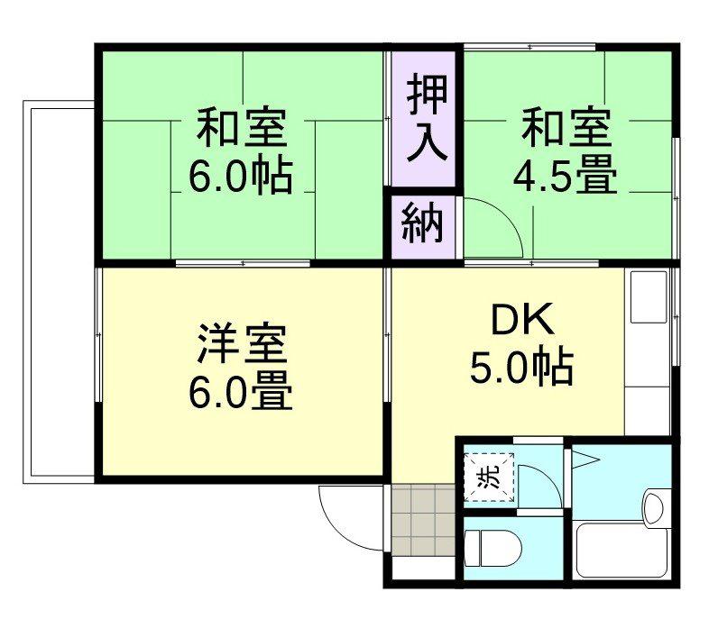 コーポ岸本A棟(3DK/2階)の間取り写真