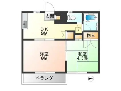 ベルシオンやまびこ(2DK/2階)の間取り写真