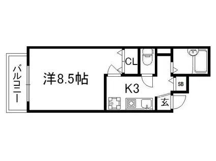 アルティスタ三条(1K/3階)の間取り写真
