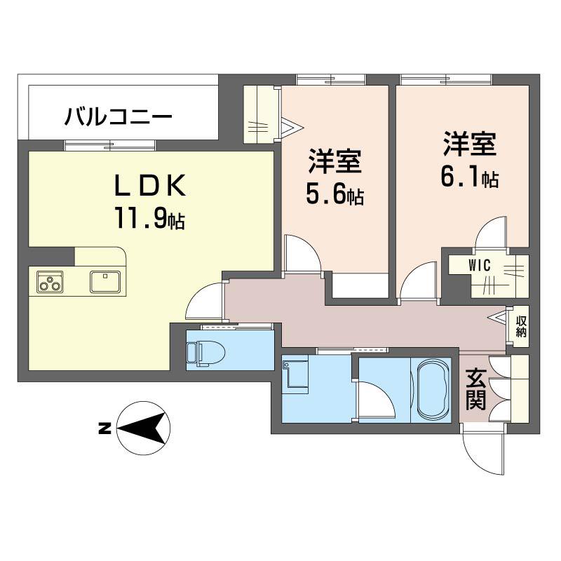 プラウノト(2LDK/4階)の間取り写真
