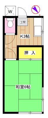 コーポ豊田(1K/2階)の間取り写真