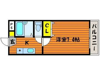 アルスアイパワー(1K/2階)の間取り写真