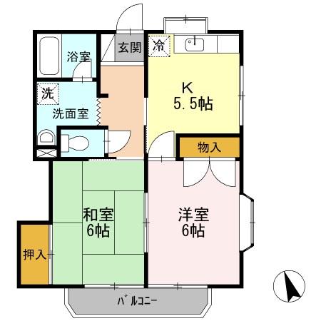 メゾンKIII(2K/2階)の間取り写真