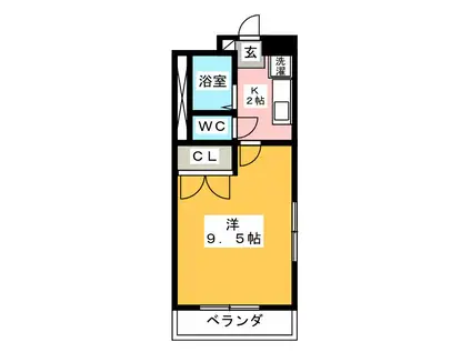 サンヒルズ(1K/3階)の間取り写真