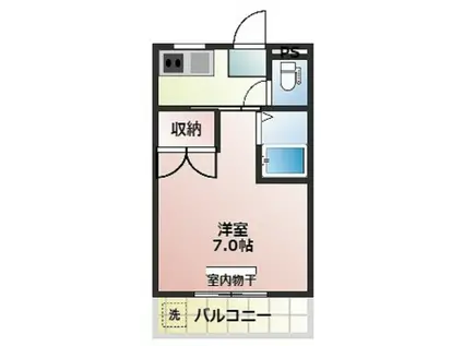 パークプレイス平井II(1K/3階)の間取り写真