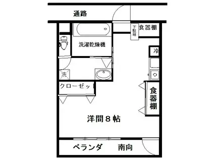 熊野前8ビル(ワンルーム/3階)の間取り写真