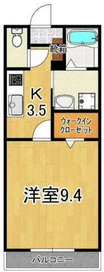 フォブールDR(1K/2階)の間取り写真