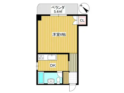 マンション木乃新(1K/2階)の間取り写真