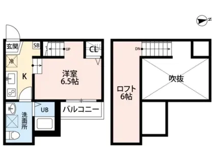 フォンターナ 島崎(1SK/2階)の間取り写真