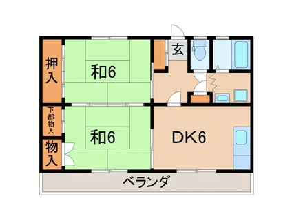 コーポ西坂B(2DK/2階)の間取り写真