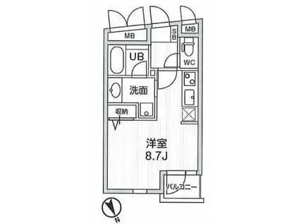 レジデンス白金高輪(ワンルーム/2階)の間取り写真