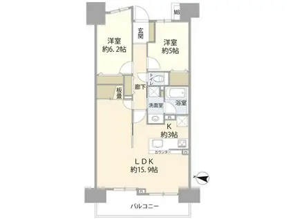 レーベンリヴァーレイオザ東京(2LDK/9階)の間取り写真