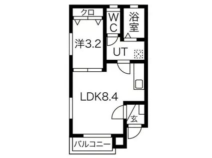 MIA CASA 津賀田(1LDK/3階)の間取り写真