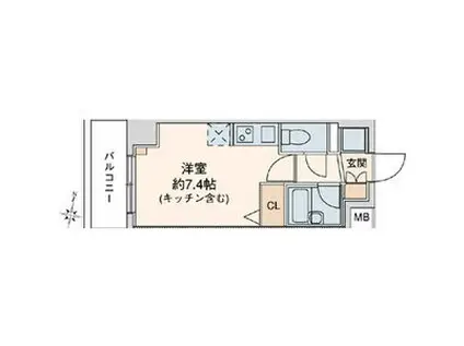 スペーシア堀田(ワンルーム/2階)の間取り写真