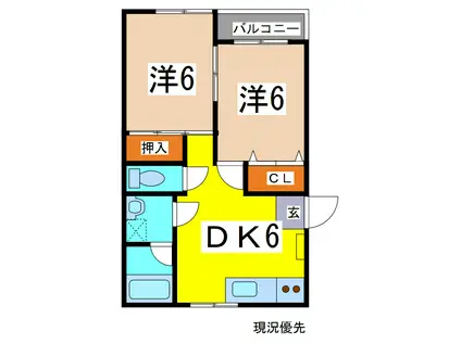 チェリーピア天童I号館(2DK/1階)の間取り写真