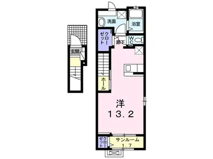 フリシュ・M III(ワンルーム/2階)の間取り写真