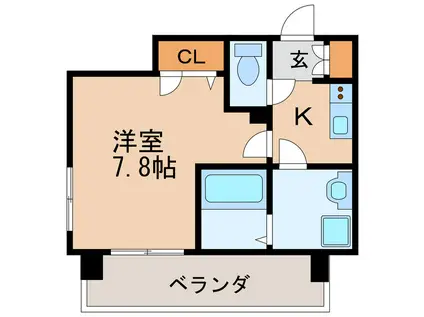 メイクス矢場町II(1K/8階)の間取り写真