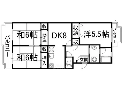 マッシュハイムI(3DK/3階)の間取り写真