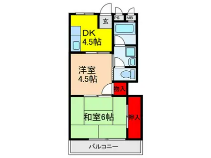 第二豊マンション(2DK/1階)の間取り写真