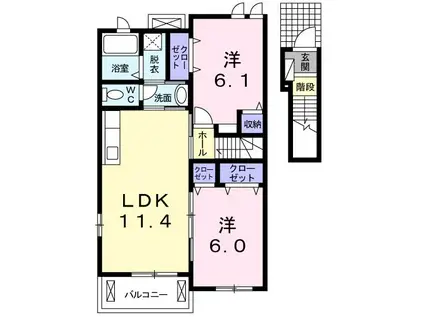 サニーコート川島 B(2LDK/2階)の間取り写真