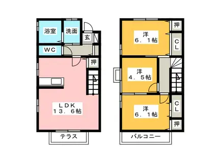 ROSEHEART(3LDK/2階)の間取り写真
