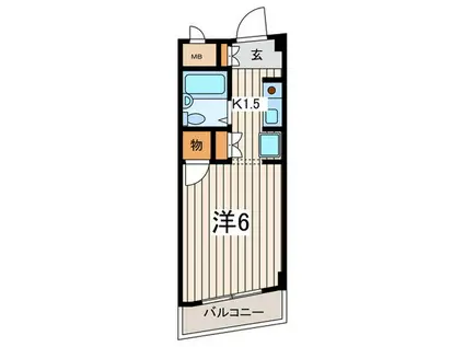 パークヒルズ三ツ境(1K/2階)の間取り写真